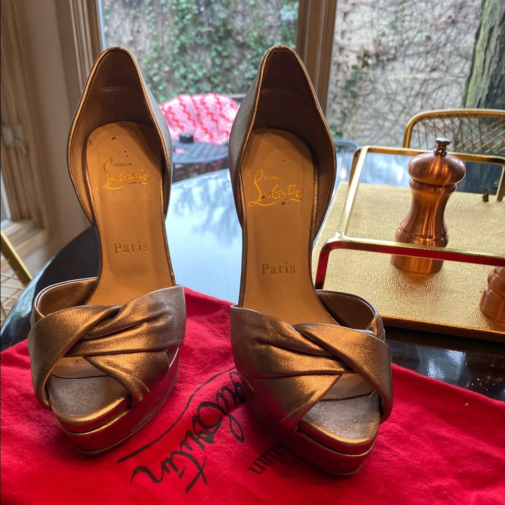 Christian Louboutin Gold tone Platform pumps